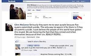 ”Homosexuella borde ta livet av sig”. Skärmdump från Facebook