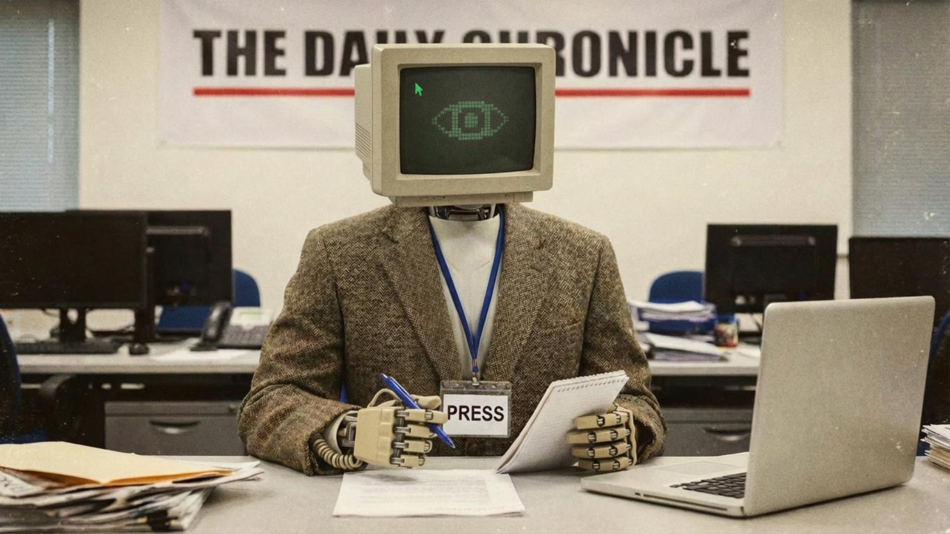 Hur lätt är det att avslöja en bot, maskerad som en seriös journalist? Bilden är genererad med hjälp av AI.