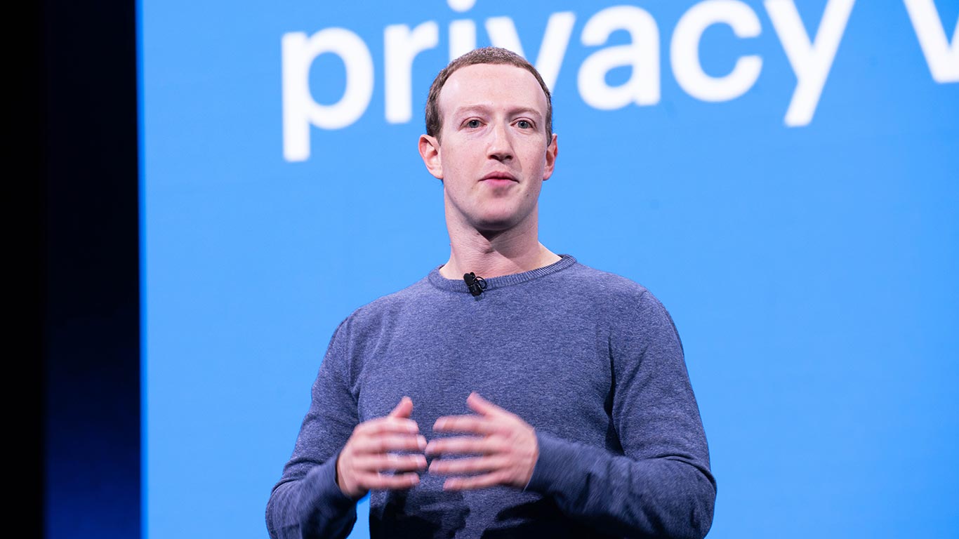 Mark Zuckerberg, vd för Meta, under en scenpresentation
